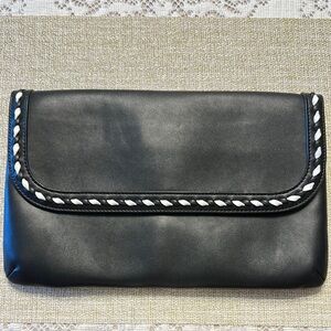 KELLY & KATIE Black Clutch with White Trim